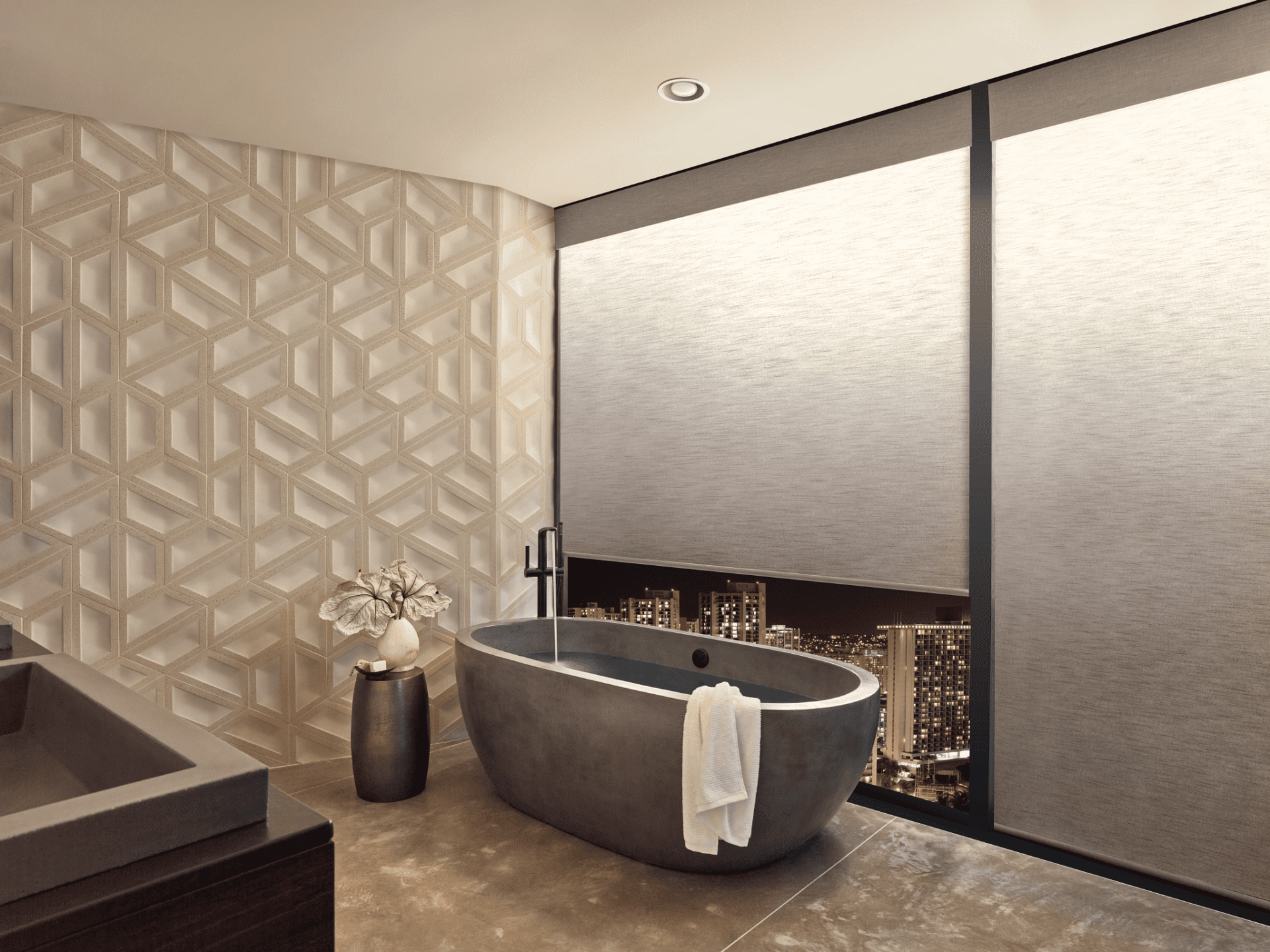 2023 Aura DRS PV Urban Loft Bathroom Bright- Illuminated shades